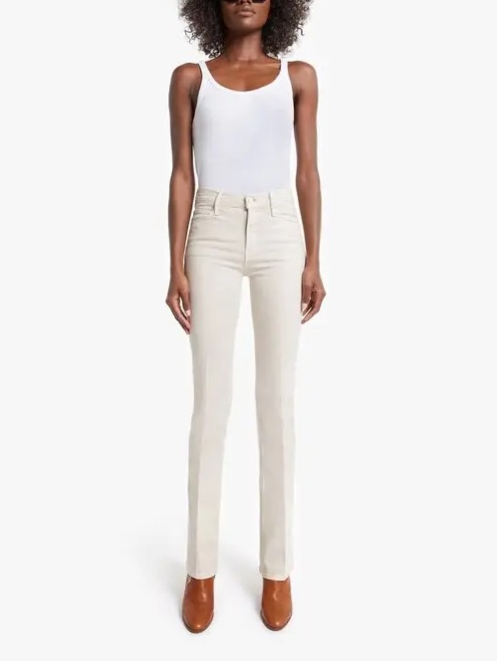 MOTHER The Runaway Toasted Ivory Denim Jeans Flare Straight Leg Size 25